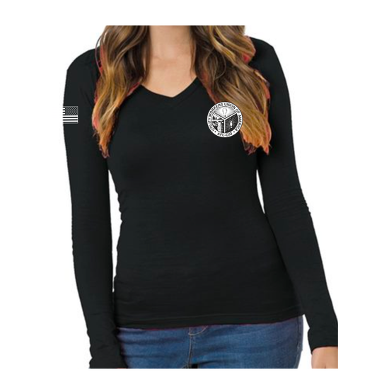 Bayside - Women's USA-Made Long Sleeve Deep V-Neck